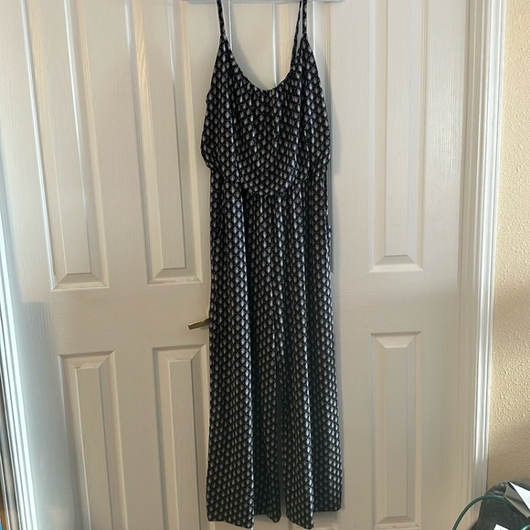 Navy and white wide leg jumpsuit size large - Picture 1 of 5